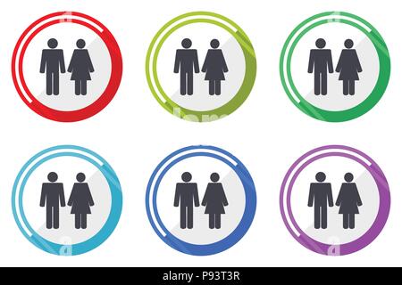 Couple web vector icons, set of colorful flat round design editable internet buttons in eps 10 for webdesign and smartphone applicatios Stock Vector