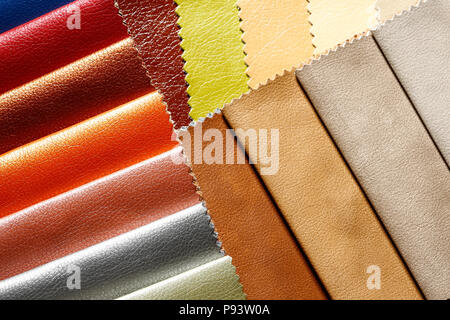 Shiny contrast leatherette background in samples. Stock Photo