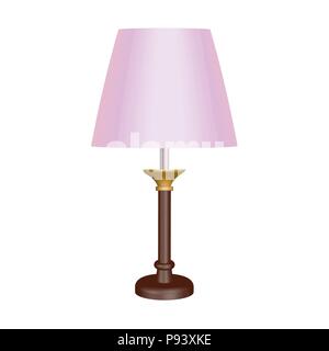 illustration of wood table lamp. Vector 3D effect Stock Vector