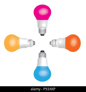 Set of colored bulbs. Vector 3D effect Stock Vector