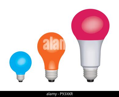 Bulbs with different sizes. Vector 3D effect Stock Vector