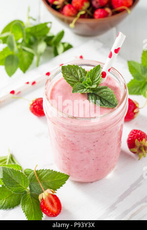 White Chocolate Bar With Fresh Strawberries, On Color Wooden Background 