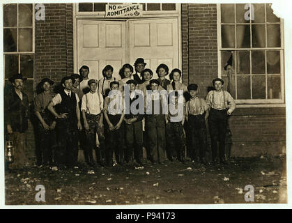 A few of the hands on the night shift in Highland Park Mill No. 3, Charlotte, N.C. 10-30 P.M. January 7-09. 100 hands in all. Ten children as small as smallest in photo to some smaller. One Stock Photo