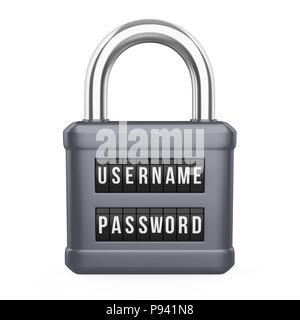 Padlock with Login and Password Isolated Stock Photo