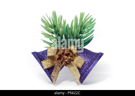 Nice blue christmas bells isolated on white background with clipping path Stock Photo