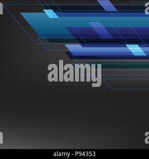 Blue Tone Abstract Square Technology Black Background. Vector Illustration. Stock Vector