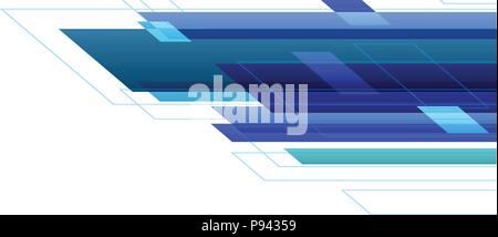 Blue Tone Abstract Square Technology White Background. Vector Illustration. Stock Vector