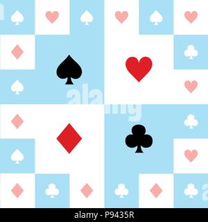 Card Suits Blue Red White Chess Board Background Vector Illustration Stock Vector