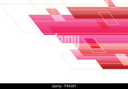 Pink Tone Abstract Square Technology White Background. Vector Illustration. Stock Vector