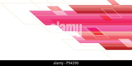 Pink Tone Abstract Square Technology White Background. Vector Illustration. Stock Vector