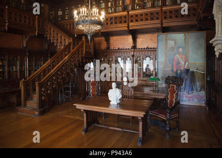 Library of Tsar Nicholas II designed by Russian architect Alexander Krasovsky in Victorian Gothic style in the Winter Palace in Saint Petersburg, Russia. Stock Photo