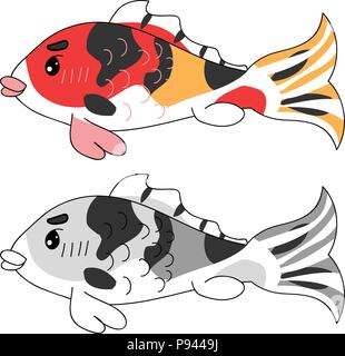 Colorful Carp. Vector Illustration. isolated on White Background. Stock Vector