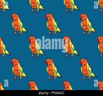 Colorful Parrot on Indigo Blue Background. Vector Illustration. Stock Vector