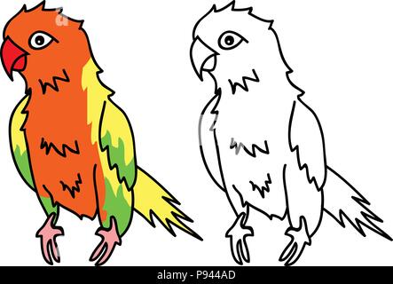 Colorful Parrot isolated on White Background. Vector Illustration. Stock Vector