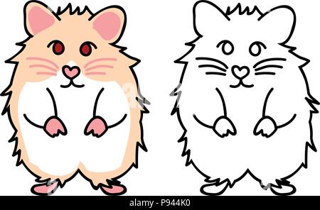 Cute Red Eyes Hamster. Vector Illustration. isolated on White Background. Stock Vector