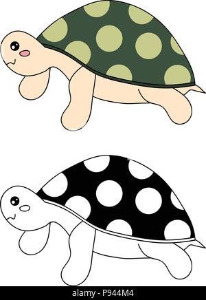 Cute Turtle Vector Illustration. isolated on White Background. Stock Vector