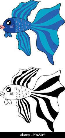 Siamese Fighting Fish. Vector Illustration. isolated on White Background. Stock Vector