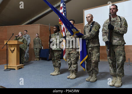 Members of the 179th Expeditionary Fighter Squadron watch as an ...