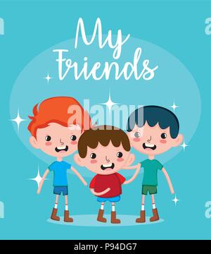 My friends cute boys cartoons vector illustration graphic design Stock ...