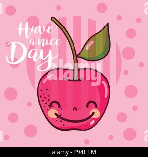 Have a nice day fruits card with cherry cartoon vector illustration graphic design Stock Vector