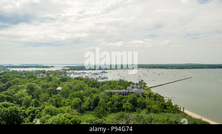 aerial image of Sag Harbor, NY Stock Photo
