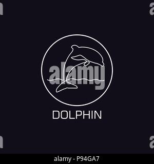 One line dolphin logo Stock Vector