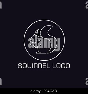 One line squirrel logo Stock Vector