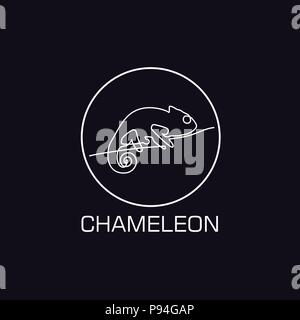 One line chameleon logo Stock Vector