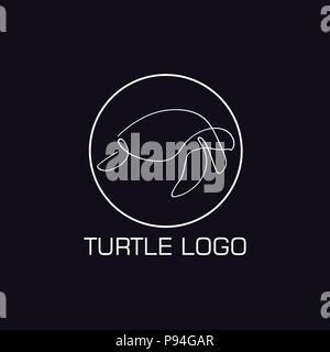 One line turtle logo Stock Vector