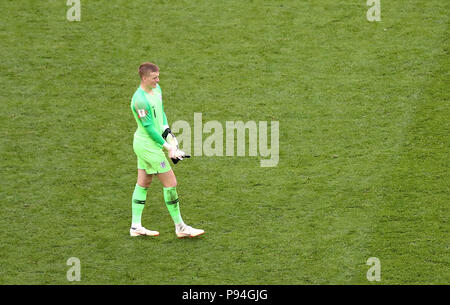 England goalkeeper Jordan Pickford after the final whistle during the FIFA World Cup third place play-off match at Saint Petersburg Stadium. PRESS ASSOCIATION Photo. Picture date: Saturday July 14, 2018. See PA story WORLDCUP Belgium. Photo credit should read: Tim Goode/PA Wire. RESTRICTIONS: Editorial use only. No commercial use. No use with any unofficial 3rd party logos. No manipulation of images. No video emulation. Stock Photo