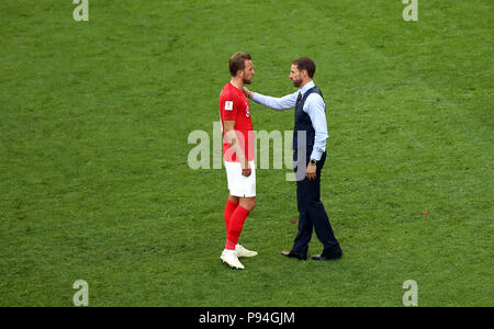 England's Harry Kane (left) and manager Gareth Southgate look dejected after the final whistle during the FIFA World Cup third place play-off match at Saint Petersburg Stadium. PRESS ASSOCIATION Photo. Picture date: Saturday July 14, 2018. See PA story WORLDCUP Belgium. Photo credit should read: Tim Goode/PA Wire. RESTRICTIONS: Editorial use only. No commercial use. No use with any unofficial 3rd party logos. No manipulation of images. No video emulation. Stock Photo