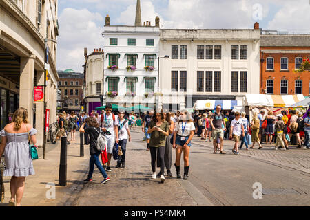 View towards main market and shops of Cambridge, UK Stock Photo