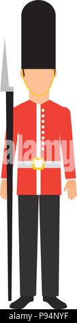 royal british guard with bearskin hat and weapon Stock Vector