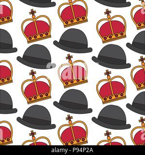 english bowler hat and crown royal background Stock Vector