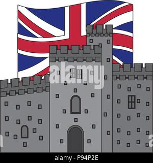 cardiff castle wales united kingdom flag Stock Vector