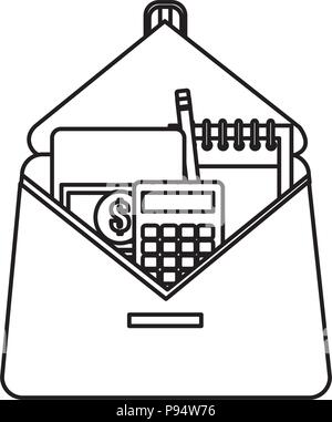 portfolio with school supplies Stock Vector
