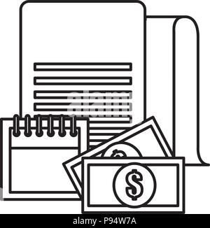 documents with calendar and money Stock Vector