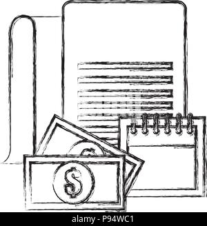 documents with calendar and money Stock Vector