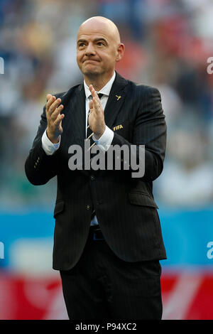 St Petersburg, Russia, 14 July 2018. FIFA President Gianni Infantino after the 2018 FIFA World Cup Third Place Play-Off match between Belgium and England at Saint Petersburg Stadium on July 14th 2018 in Saint Petersburg, Russia. (Photo by Daniel Chesterton/phcimages.com) Credit: PHC Images/Alamy Live News Stock Photo
