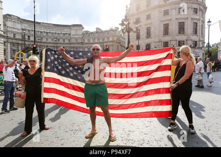 London, UK, 14th July, 2018. Various right-wing groups hold a demonstration for former EDL leader Tommy Robinson, who is currently serving a 10-month prison sentence for contempt of court. At the same time an anti-fascist rally was also taking place. Penelope Barritt/Alamy Live News Stock Photo