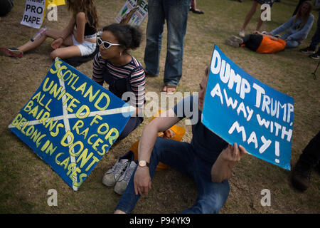 Edinburgh, Scotland, 14 July 2018. Carnival of Resistance anti-Trump rally, coinciding with the visit of President Donald Trump to Scotland on a golfing weekend, in Edinburgh, Scotland, on 14 July 2018. Credit: jeremy sutton-hibbert/Alamy Live News Stock Photo