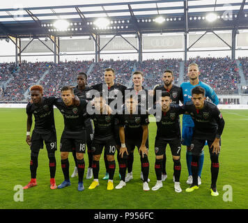 Washington DC, USA. 14th July, 2018. The starting 11 for DC United before the inaugural MLS soccer match at Audi Field between the D.C. United and the Vancouver Whitecaps FC in Washington DC. Justin Cooper/CSM/Alamy Live News