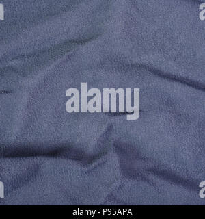 Blue wrinkled fabric texture. Closeup square Stock Photo