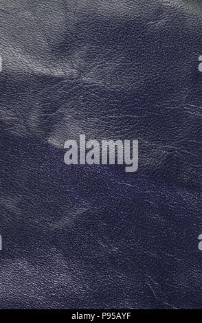 Blue leather texture.  Vertical, close up Stock Photo