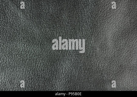 Black leather texture. Horizontal, close up Stock Photo