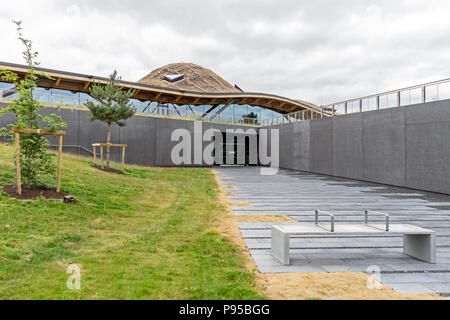 Public entrance to the new Macallan whisky distillery and visitor centre on The Macallan Estate near Aberlour in Speyside Scotland UK Stock Photo