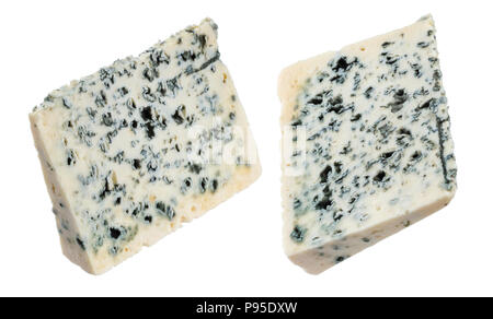 Danish blue cheese triangle isolated on white background with clipping path Stock Photo