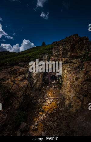 Entrance to the abandoned gold mine Colorado Mountains near Ouray Stock Photo