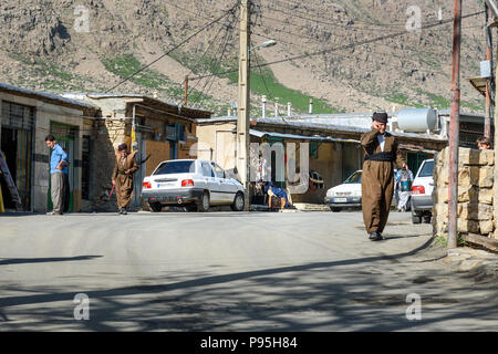 Howraman, Kurdistan Province, Iran - April 5, 2018: On the street in Howraman village in Zagros Mountain Stock Photo