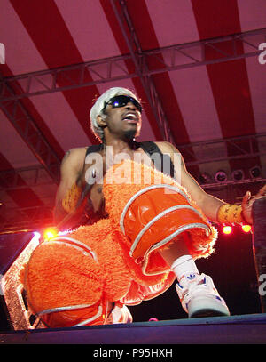 COLUMBIA, SC - April 6: Andre Benjamin (aka Andre 3000) of Outkast performs at 3 Rivers Music Festival in Columbia, South Carolina on April 6, 2002. CREDIT: Chris McKay / MediaPunch Stock Photo